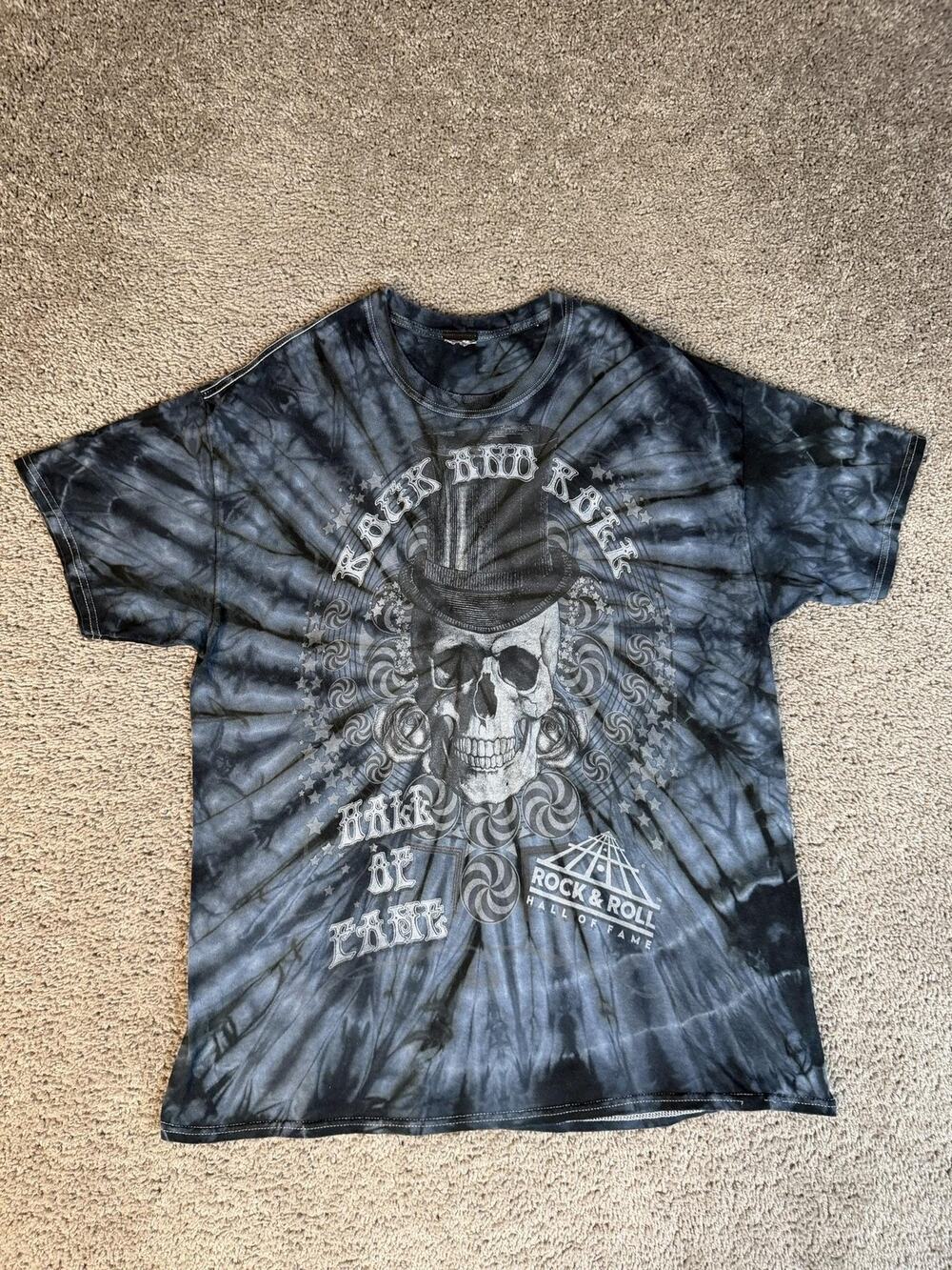 Rock & Roll Hall Of Fame Shirt Mens 2XL Blue Skull Graphic Crew Neck Cotton
